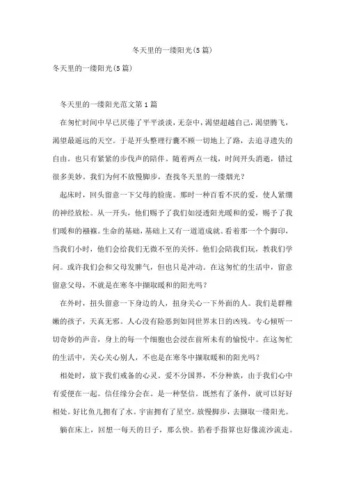 冬天里的一缕阳光(5篇)