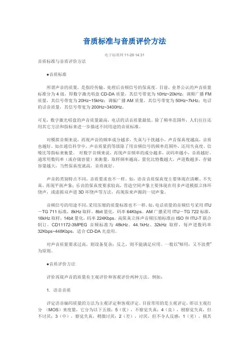 音质标准与音质评价方法