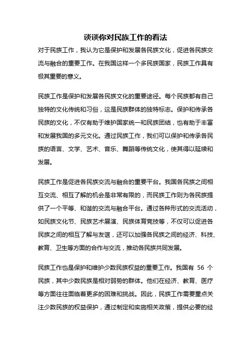 谈谈你对民族工作的看法