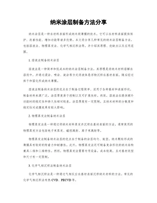 纳米涂层制备方法分享