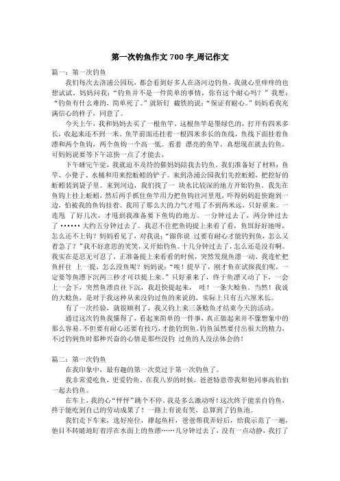 第一次钓鱼作文700字_周记作文