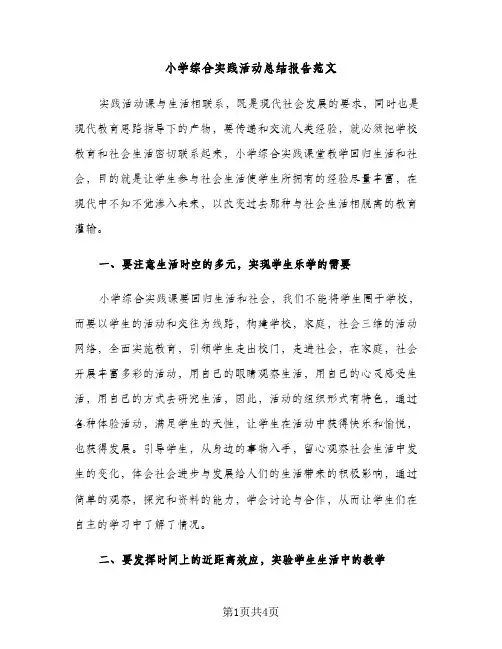 小学综合实践活动总结报告范文（2篇）