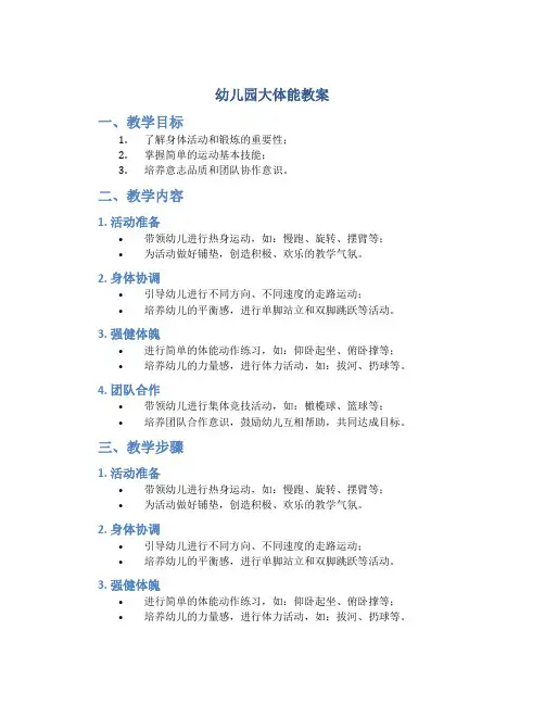 幼儿园大体能教案