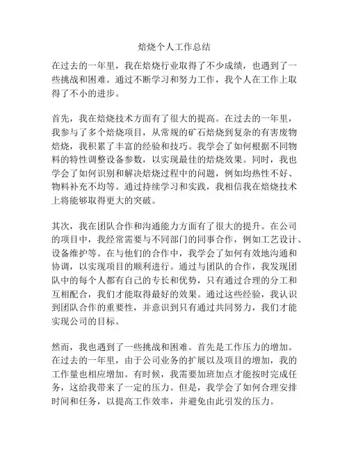 焙烧个人工作总结