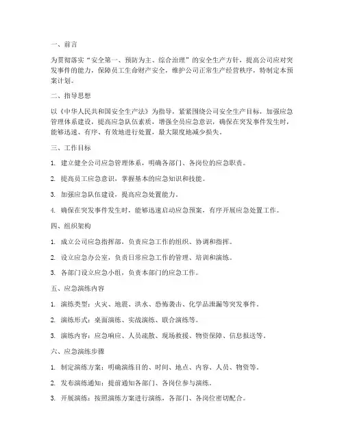 公司应急演练预案计划