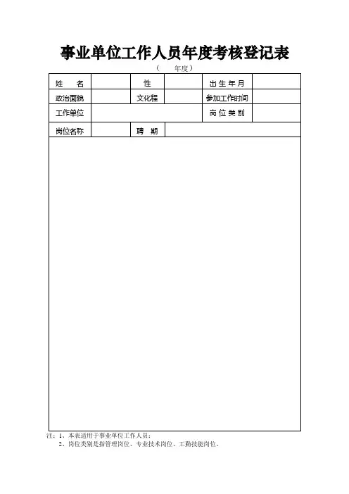 事业单位工作人员年度考核登记表