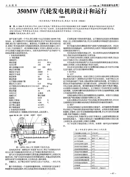 350MW汽轮发电机的设计和运行