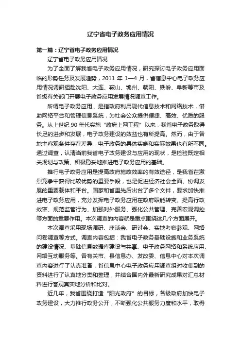 辽宁省电子政务应用情况