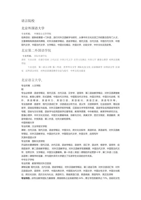 语言类大学汉语国际教育开设课程