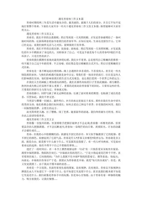 遇见青春初三作文5篇