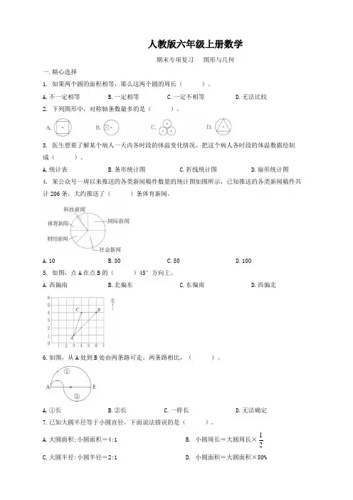 人教版六年级上册数学  期末专项复习   图形与几何