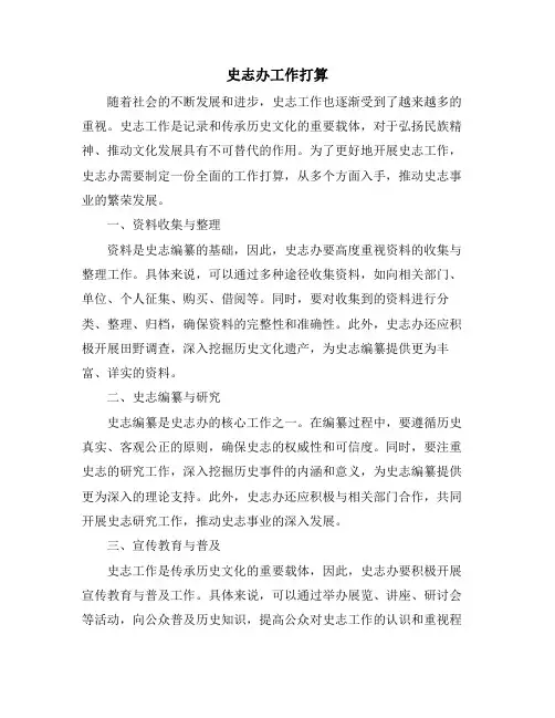 史志办工作打算