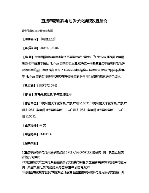 直接甲醇燃料电池质子交换膜改性研究