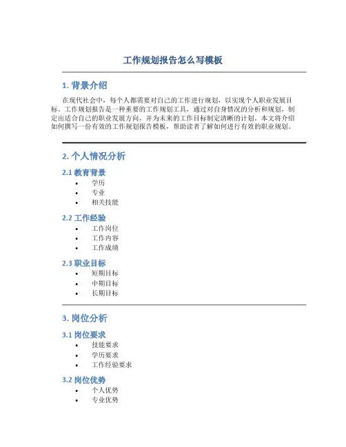 工作规划报告怎么写模板