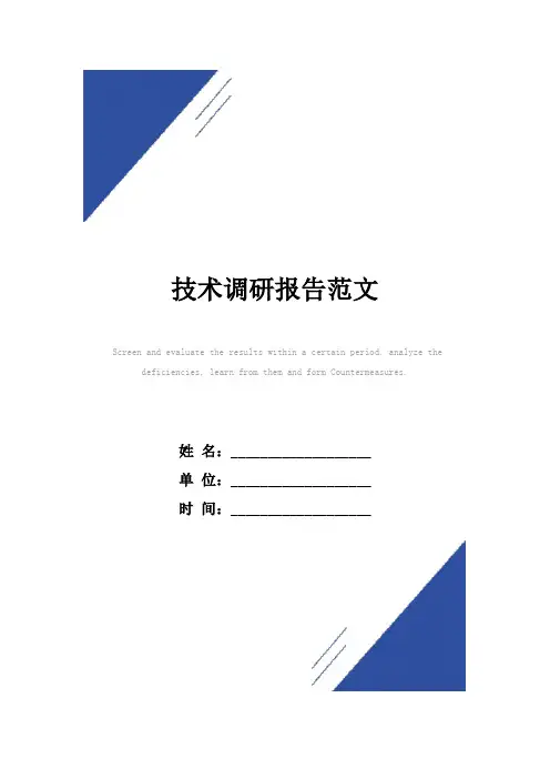 技术调研报告范本