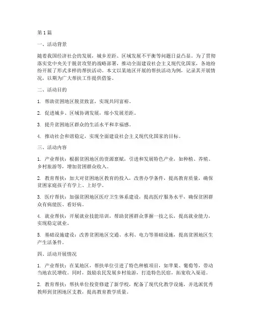 帮扶活动开展情况纪实(3篇)
