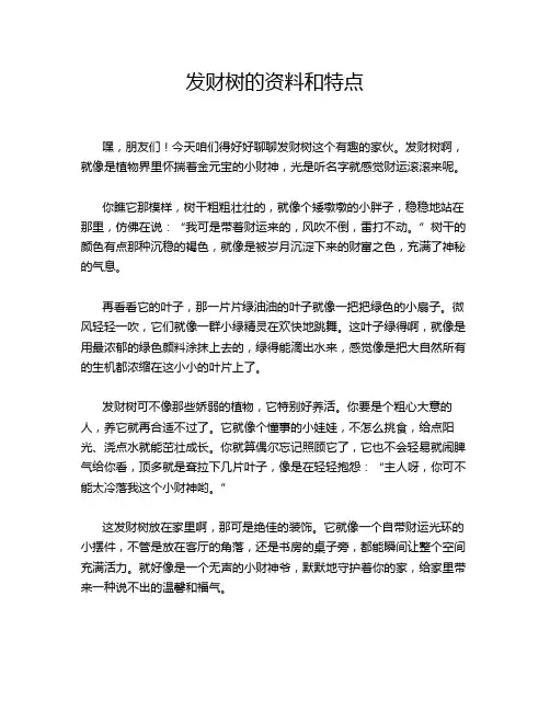发财树的资料和特点