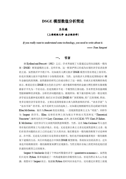 DSGE模型数值分析简述