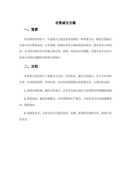 合资成立方案