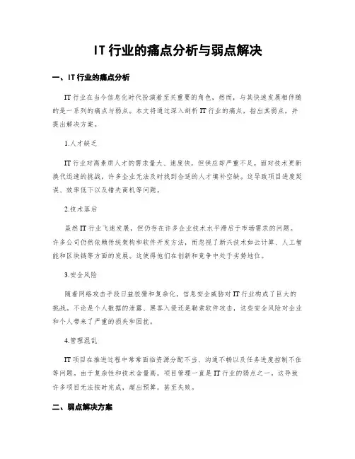 IT行业的痛点分析与弱点解决