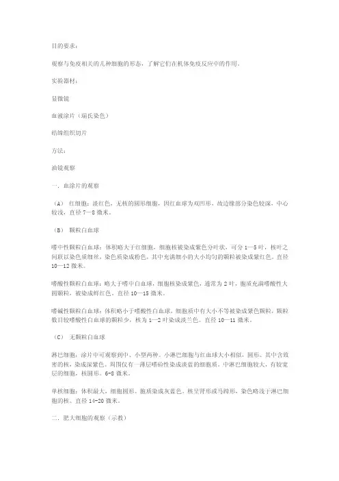 免疫细胞的形态观察实验