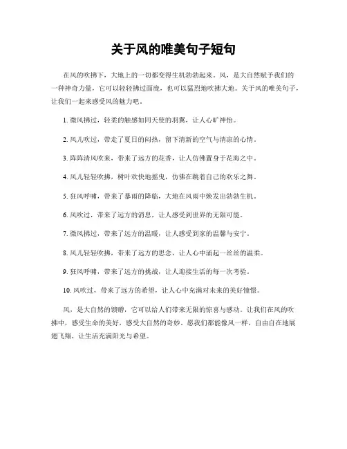 关于风的唯美句子短句