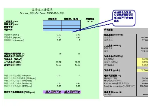 焊接成本计算