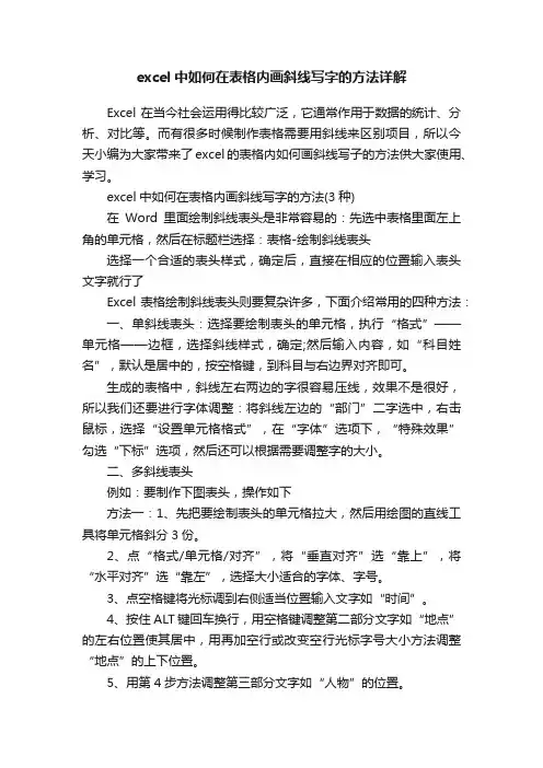 excel中如何在表格内画斜线写字的方法详解