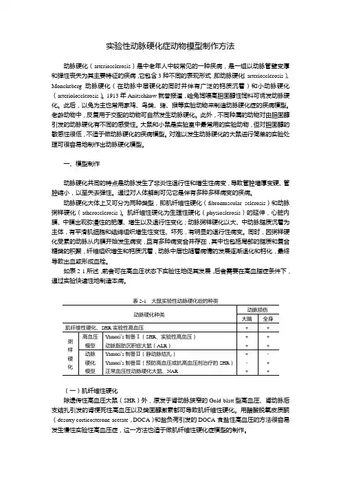 实验性动脉硬化症动物模型制作方法