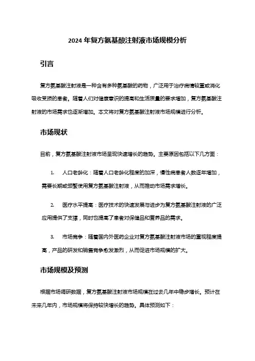 2024年复方氨基酸注射液市场规模分析