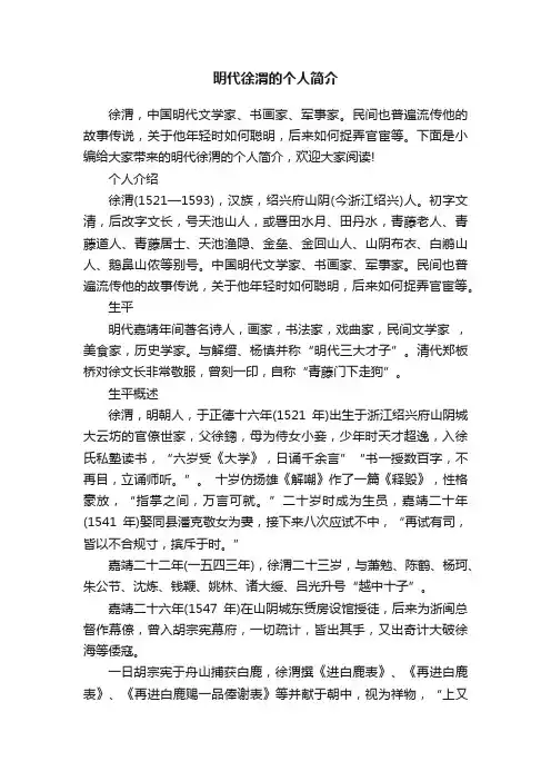明代徐渭的个人简介