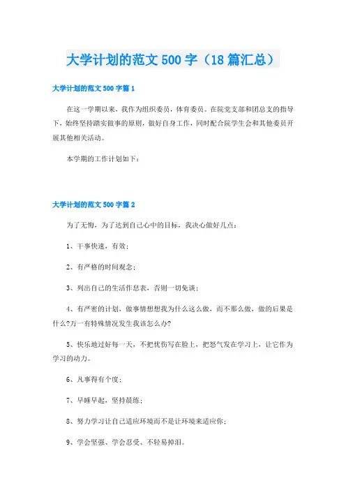 大学计划的范文500字(18篇汇总)