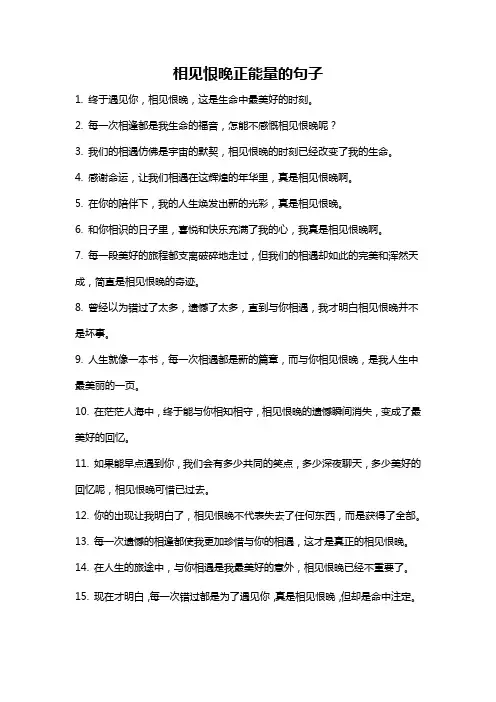 相见恨晚正能量的句子