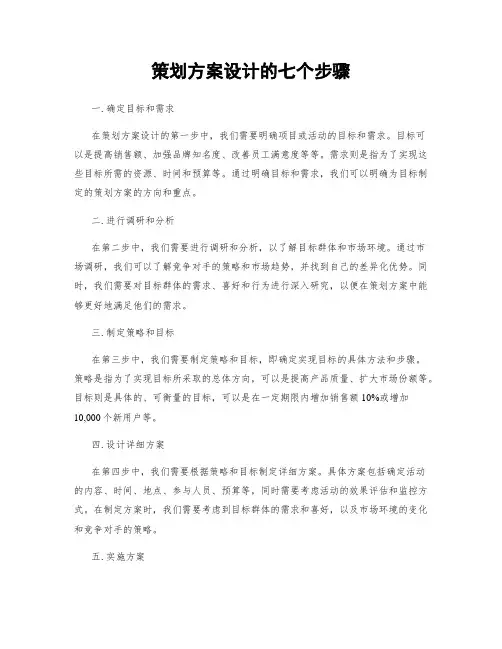 策划方案设计的七个步骤
