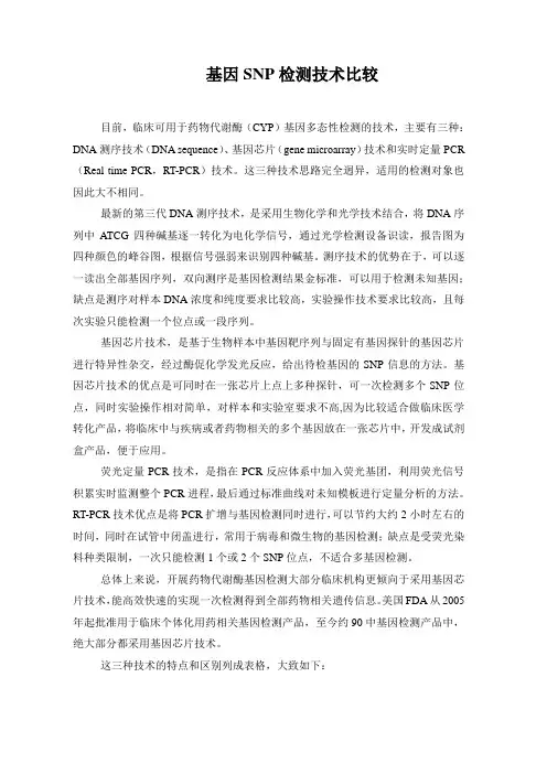 基因检测技术比较