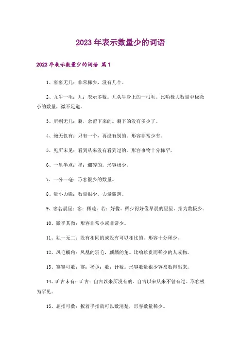 2023年表示数量少的词语