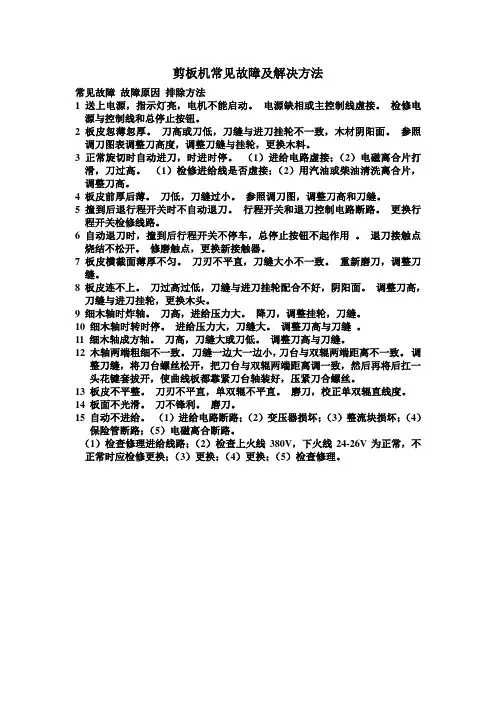 剪板机常见故障及解决方法