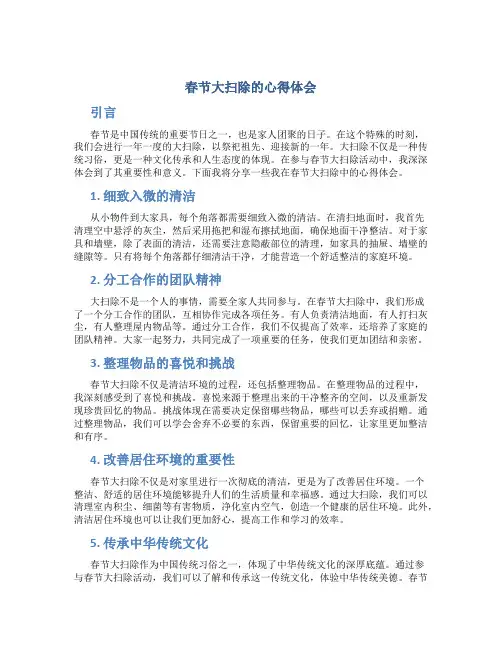 春节大扫除的心得体会