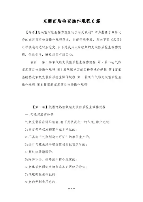 充装前后检查操作规程6篇