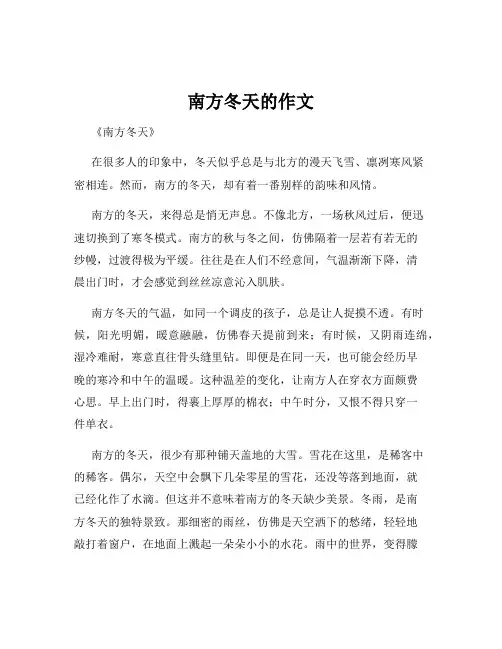 南方冬天的作文