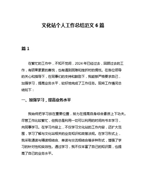 文化站个人工作总结范文6篇
