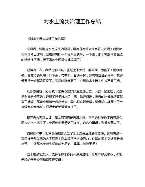 对水土流失治理工作总结