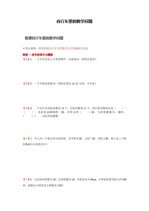 2023自行车里的数学(同步练习)-