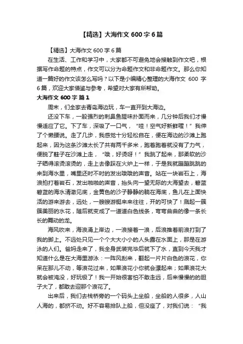 【精选】大海作文600字6篇