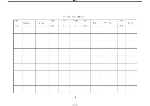 医疗器械各种记录表格(横表)