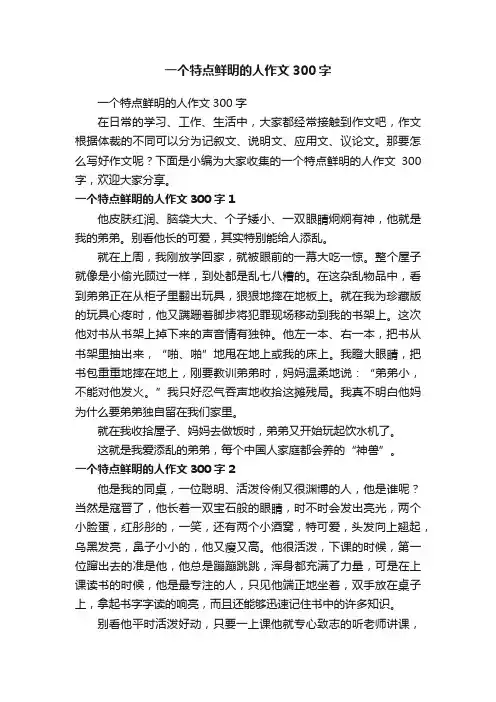 一个特点鲜明的人作文300字
