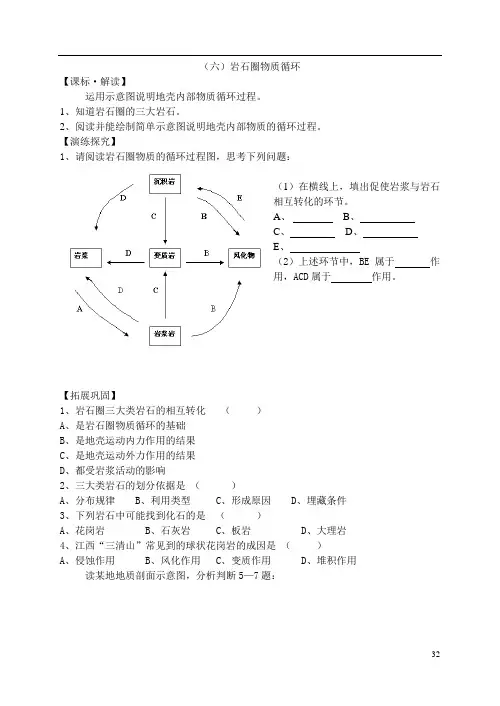 (完整版)高考地理专项：岩石圈物质循环练习题