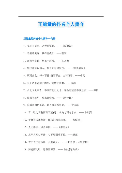 正能量的抖音个人简介