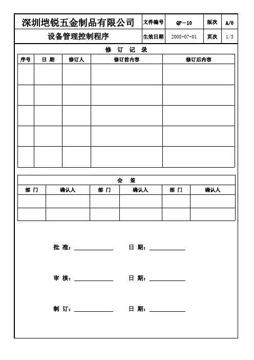 QP-10设备管理控制程序