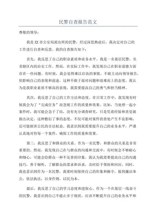 民警自查报告范文